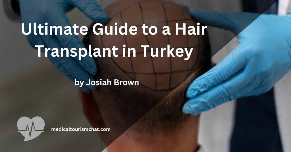 Doctor examining hair transplant patient in a modern Turkish clinic